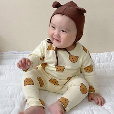 JOY MULTI 孩童小熊圖案長袖T恤+長褲套裝