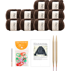 yarna 달리아 라글란 립드 스웨터 뜨개질 DIY 패키지 S / M, 1세트, 109브라운