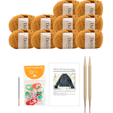 yarna 달리아 라글란 립드 스웨터 뜨개질 DIY 패키지 S / M, 1세트, 106머스타드