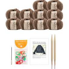 yarna 달리아 라글란 립드 스웨터 뜨개질 DIY 패키지 S / M, 1세트, 108모카
