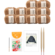 Yarna Dahlia 拉格蘭羅紋毛衣編織DIY材料包 S / M, 107 駝色, 1套