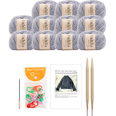 Yarna 插肩袖羅紋針織毛衣DIY組 L號, 1套, 111淺藍色