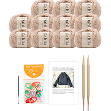 yarna 달리아 라글란 립드 스웨터 뜨개질 DIY 패키지 L, 1세트, 104 베이지