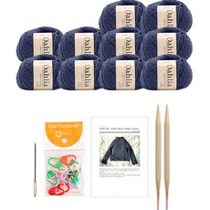 yarna 달리아 라글란 립드 스웨터 뜨개질 DIY 패키지 S / M, 1세트, 112블루진