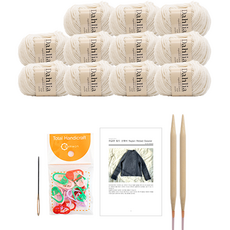 yarna 달리아 라글란 립드 스웨터 뜨개질 DIY 패키지 L, 1세트, 101 아이보리