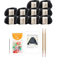 yarna 달리아 라글란 립드 스웨터 뜨개질 DIY 패키지 S / M, 1세트, 116블랙