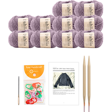 yarna 달리아 라글란 립드 스웨터 뜨개질 DIY 패키지 S / M, 1세트, 110라일락