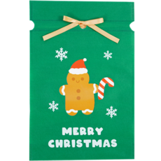 Donna&deco 聖誕節禮物包裝不織布袋 22 x 32 cm, 5個, 綠色 餅乾聖誕老人