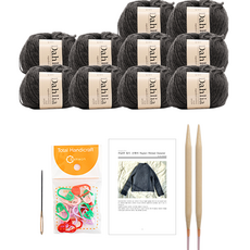 yarna 달리아 라글란 립드 스웨터 뜨개질 DIY 패키지 S / M, 1세트, 115그레이
