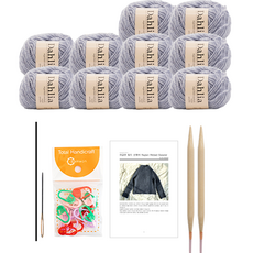 yarna 달리아 라글란 립드 스웨터 뜨개질 DIY 패키지 S / M, 1세트, 111라이트블루