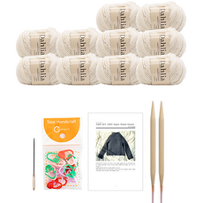 yarna 달리아 라글란 립드 스웨터 뜨개질 DIY 패키지 S / M, 1세트, 101아이보리