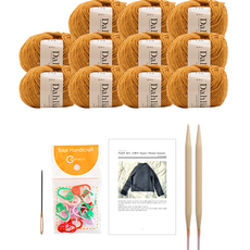 yarna 달리아 라글란 립드 스웨터 뜨개질 DIY 패키지 L, 1세트, 106 머스타드