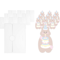 Donna&deco 生日賀卡 給你的禮物 卡套 10入 + 迷你卡 10入 + 信封 10入 + 貼紙 10入 套組 棕熊蛋糕, 1套, 混色