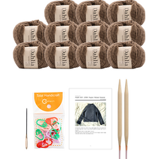 yarna 달리아 라글란 립드 스웨터 뜨개질 DIY 패키지 L, 1세트, 108 모카