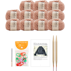 yarna 달리아 라글란 립드 스웨터 뜨개질 DIY 패키지 L, 1세트, 103 인디핑크