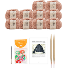 Yarna Dahlia 拉格蘭羅紋毛衣編織DIY材料包 S / M, 103印度粉, 1套