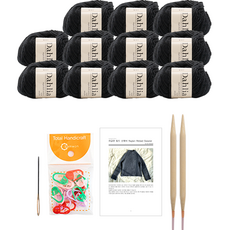 yarna 달리아 라글란 립드 스웨터 뜨개질 DIY 패키지 L, 1세트, 116 블랙