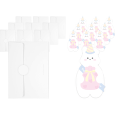 DONNA&DECO 生日快樂卡禮品卡套10p+迷你卡10p+信封10p+貼紙10p套組白兔禮物, 1套, 混合顏色