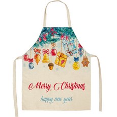수다쿠 크리스마스 패브릭 린넨 앞치마 47 x 38 cm, WQ-1525, 1개