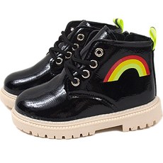BEBEMARU 童款彩虹圖案亮片皮革靴