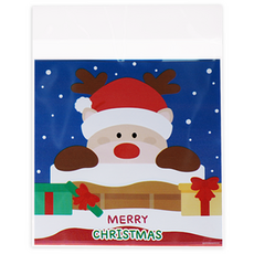 Donna&deco 聖誕快樂 OPP 自黏塑膠袋 100入, 1個, 魯道夫