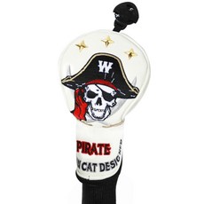 PERSIANCAT 骷髏海盜高爾夫球木桿桿頭套, 白色