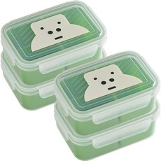 EASY&FREE 卡通人物便當盒 915ml, 單孔綠, 4個