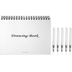 2Youngdesign 繪圖本 + 水彩毛筆 5件組 隨機出貨, 1套