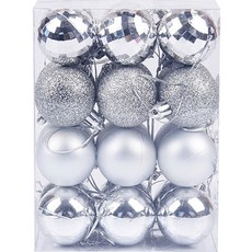Byfit 聖誕樹裝飾球 銀色 4cm 24pcs, 銀