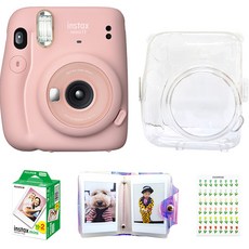 instax 拍立得 Mini 11 相機腮紅粉色 + 透明外殼 + 膠卷 20p + 1 張舞台專輯 + Folks 貼紙套組, 1套, 單品