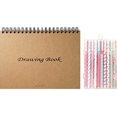 2Youngdesign 繪圖本 + 繽紛彩色中性筆 10色組 隨機出貨, 1套