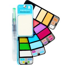 折扇固體水彩畫筆組合 藍色, 18 種顏色