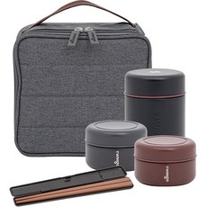 韓國 TWINgo Clover 保溫便當 4件組 1020ml, 1套, 黑色版