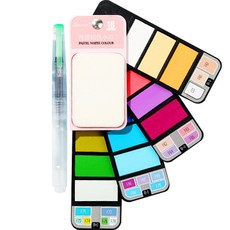 折疊折扇固體水彩畫筆組合 粉紅色, 18 種顏色