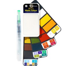 可折疊扇形固體水彩畫筆組合, 18 種顏色