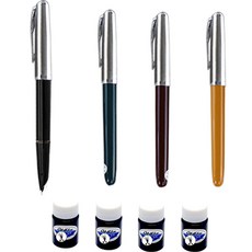 金豪 86 鋼筆 4款 + 瓶裝墨水 15ml 4入 組, EF, 黑色, 綠黑色, 酒紅色, 棕色