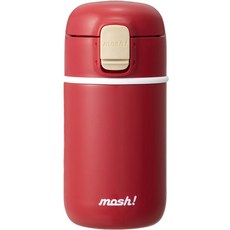 mosh Latte按壓式不鏽鋼保溫瓶, 紅色, 360ml, 1個