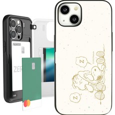 스누피 테라조 마그네틱 미러 카드 포켓 휴대폰 케이스