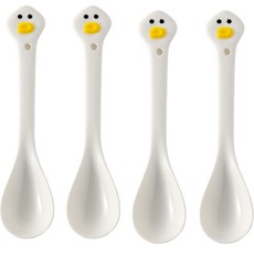 七廚房可愛鴨瓷餐具茶匙, 白色的, 4個