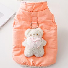 PASTEL PET 寵物緞帶小熊鋪棉背心, 橘色