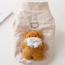 PASTEL PET 寵物緞帶小熊鋪棉背心, 象牙白