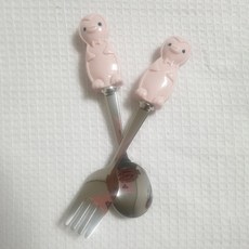 SMF 企鵝餐具 茶匙 + 點心叉組 粉紅色, 1套, 茶匙 + 點心叉