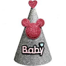 WOW PARTY KOREA 可愛老鼠寶寶毛氈派對尖帽, 銀粉紅色, 1個