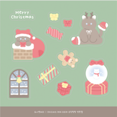 DONNA&DECO Rainbow Garden聖誕節包裝貼紙 04號 可可的熱鬧聖誕節款 20張入, 1套, 混合顏色