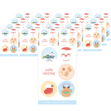 Donna&deco 聖誕節禮物包裝圓形貼紙 5cm 6款套組, 20套, 002 快樂聖誕