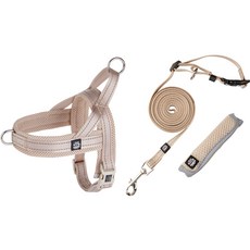 Mungtem 寵物防暴衝胸背帶 + 免持牽繩 3m 套組, 米色