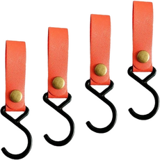 오가니코 캠핑 랙 스트랩 버클 가죽 후크 고리, 오렌지, 4개