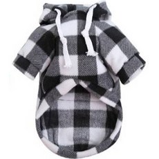 Lanboer 大型犬狗狗格紋圖案連帽衫, 黑色, 1個