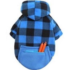 Lanboer 大型犬狗狗格紋圖案連帽衫, 藍色, 1個