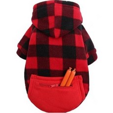Lanboer 大型犬狗狗格紋圖案連帽衫, 紅色, 1個